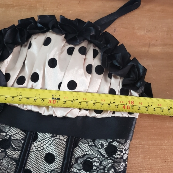 Small Beige Black Lace Polka Dot Corset Bustier Waist Trainer NWOT - Picture 6 of 11